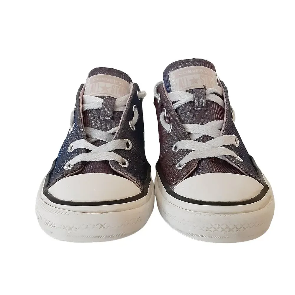 Converse Chuck Taylor All Star Ox Low Top Sneakers Kids Shimmer Purple Girl 13.5